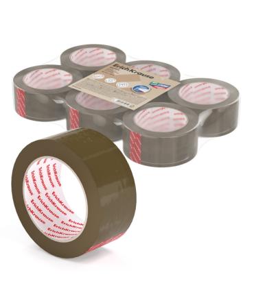 Erichkrause Precinto de Embalaje - Medidas 48mmx50m - Adhesivo de Gran Adherencia - Facil de Cortar - Color Marron Pack de 6