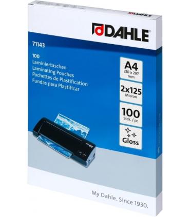 Dahle Pack de 100 Fundas para Plastificar Brillo A4 - 125 Micras - Alta Calidad - Transparente