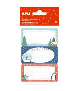 Apli Pack de 27 Etiquetas Adhesivas Navideñas para Regalos - Diseños Surtidos - Espacio para Escribir