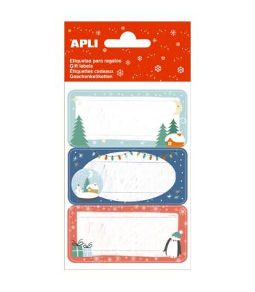 Apli Pack de 27 Etiquetas Adhesivas Navideñas para Regalos - Diseños Surtidos - Espacio para Escribir