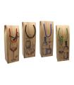 Bismark Caja/Bolsa de Carton con Asa para Botellas - Acabado Efecto Madera - Medidas 12,5x10x36cm - 4 Diseños Surtidos Pack de 1