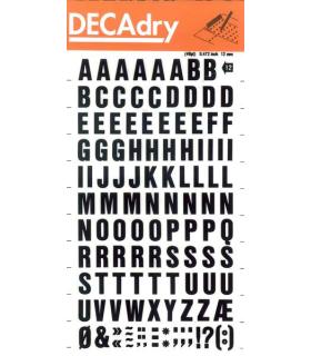 Apli Letras Transferibles Mayusculas Negras 12mm - Facil Aplicacion - 117 Caracteres - Resistente al Agua - Negro