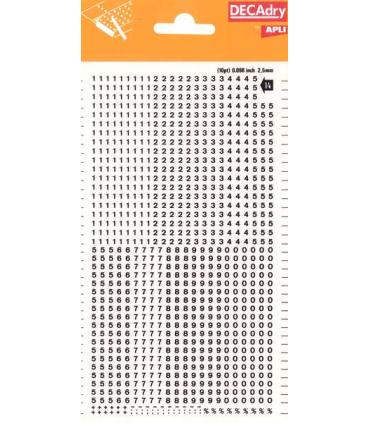 Apli Numeros Transferibles - 2.5mm - Facil Aplicacion - Negros Intensos - 952 Caracteres - Negro