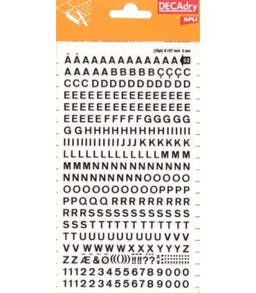 Apli Letras y Numeros Transferibles - 5mm - 339 Caracteres - Negros