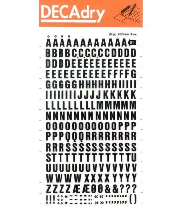 Apli Letras Transferibles Mayusculas Negras 8mm - Facil Aplicacion - 263 Caracteres - Resistente al Agua - Versatil - Negro