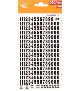 Apli Numeros Transferibles - 8mm - Faciles de Aplicar - Resistentes al Agua - Negros