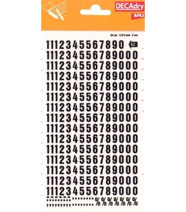 Apli Numeros Transferibles - 8mm - Faciles de Aplicar - Resistentes al Agua - Negros