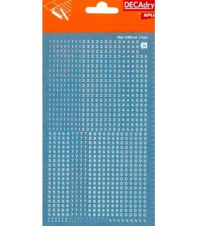 Apli Numeros Transferibles - 2.5mm - Facil Aplicacion - Resistentes al Agua - Blancos - 952 Caracteres