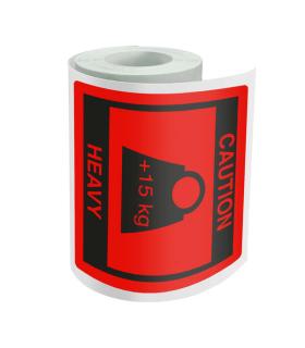 Dohe Rollo de 500 Etiquetas Adhesivas Caution - Heavy - 80x80mm - para Expedicion de Paquetes Pack de 10