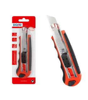 Dohe Cutter de Plastico con Guia de Acero Inoxidable - Cuchillas Tronzables de Acero - Sistema de Bloqueo de Cuchilla - Blister.