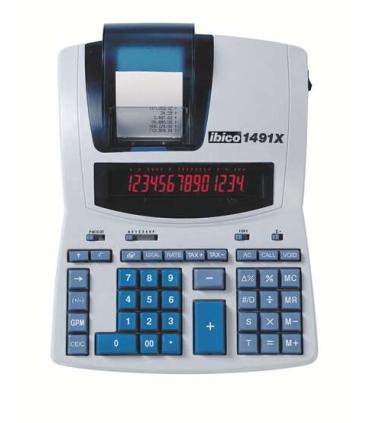 Ibico 1491X Calculadora Profesional Termica 14 Digitos - Pantalla LCD 2 Colores - Impresion en Negro - Velocidad 10 Lineas..