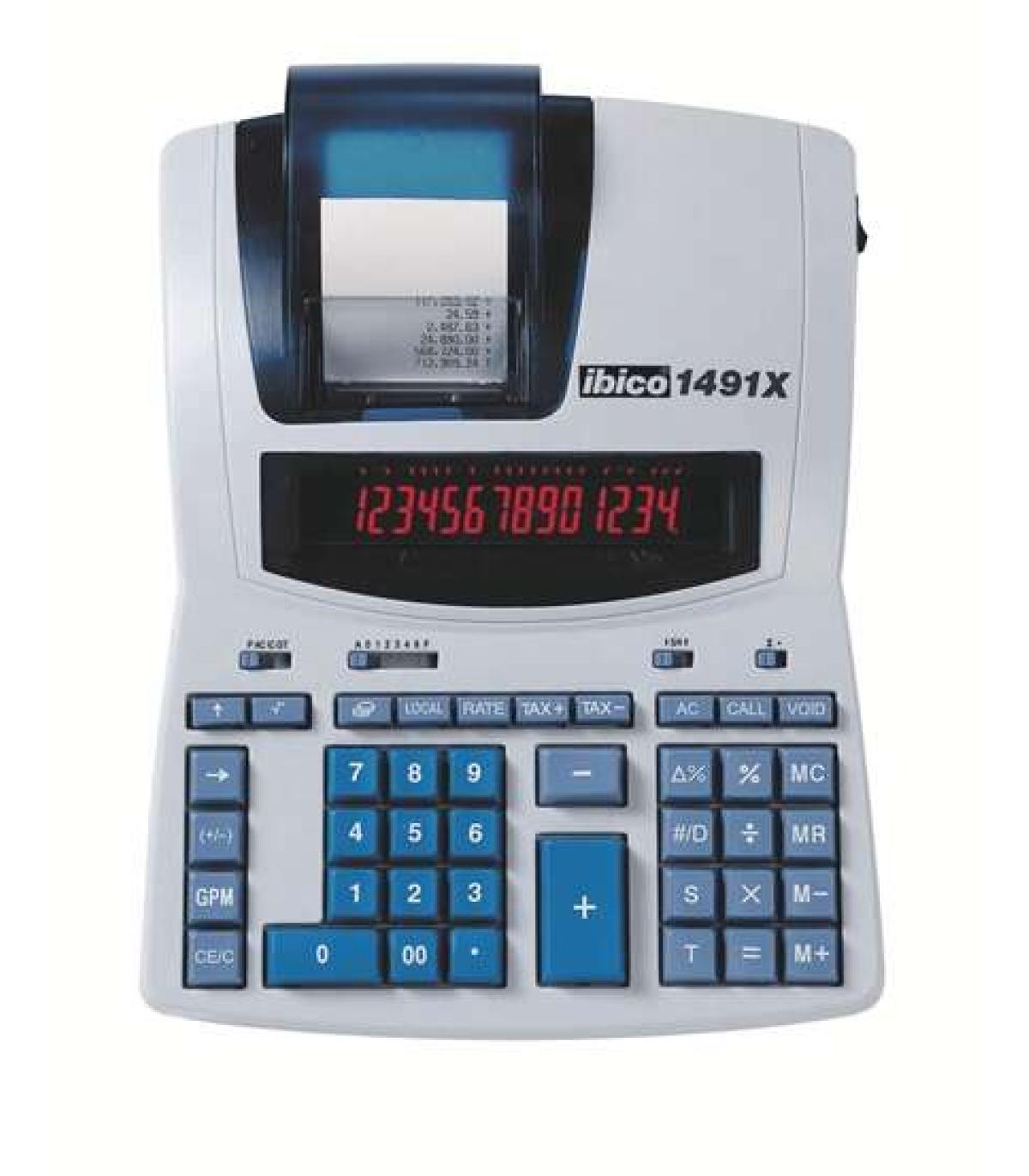 Ibico 1491X Calculadora Profesional Termica 14 Digitos - Pantalla LCD 2 Colores - Impresion en Negro - Velocidad 10 Lineas..