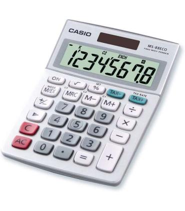 Casio MS88ECO Calculadora de Escritorio Financiera - Conversion de Moneda - Calculo de Impuestos - Pantalla LCD de 8 Digitos ..