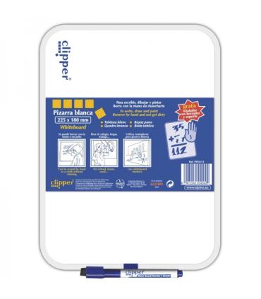 Alpino Clipper Pizarra Blanca 25.5x18cm - Una Cara Blanca y otra con Cuadricula - Borrado en Seco - Incluye Rotulador con Borrad