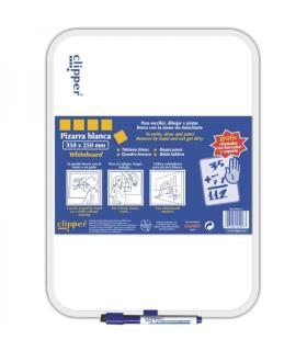 Alpino Clipper Pizarra Blanca 35x25cm - Una Cara Blanca y otra con Cuadricula - Borrado en Seco - Incluye Rotulador con Borrador
