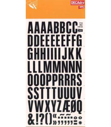 Apli Letras Transferibles Super Negras 24mm - 86 Caracteres - Facil Aplicacion - Gran Calidad - Resistente al Agua - Negro