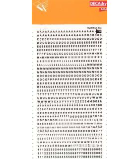 Apli Letras y Numeros Transferibles Super 3mm 997 Caracteres - Negros Brillantes