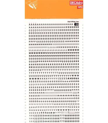 Apli Letras y Numeros Transferibles Super 3mm 997 Caracteres - Negros Brillantes