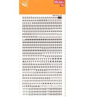 Apli Letras y Numeros Transferibles Super 4mm - 706 Caracteres - Negros Intensos