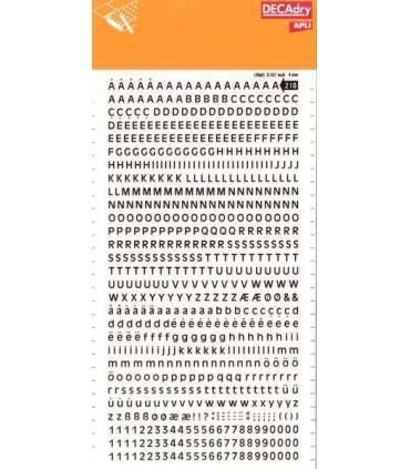Apli Letras y Numeros Transferibles Super 4mm - 706 Caracteres - Negros Intensos
