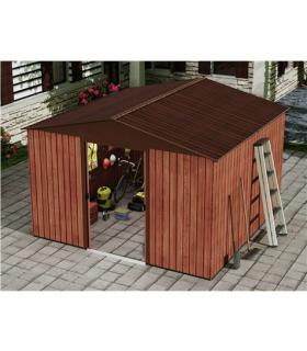 Sungarden Caseta de Metal - Puerta Corredera - 9.14M2 - Color Madera