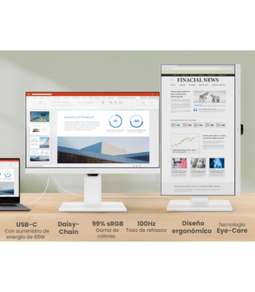MONITOR BENQ GW2786TC 27” IPS 1080P, FHD, USB-C (65W),  100HZ, EYE-CARE, ERGONÓMICO, HUB USB,  99% SRGB, HDMI, DP, TÜV, BLANCO