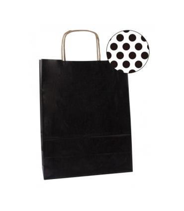 Apli Pack de 50 Bolsas Kraft - Alta Resistencia - Asas Rizadas - Reutilizables y Reciclables - Color Negro