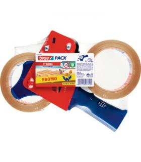 Tesa Pack de Precintadora + 2 Rollos de Precinto Transparente 50mm x 66 Metros