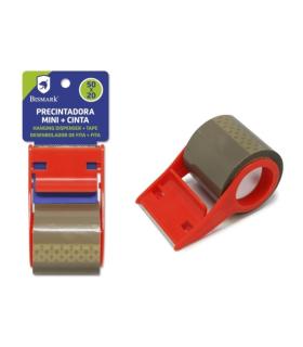 Bismark Mini Precintadora de Mano para Rollos de hasta 20m de Largo - Incluye Precinto de 20m - Cuchilla de Acero - Color Rojo