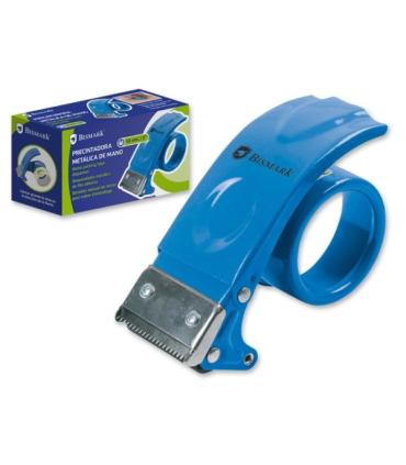 Bismark Precintadora Metalica de Mano para Rollos de hasta 50mm de Ancho - Cuchilla de Acero - Color Azul