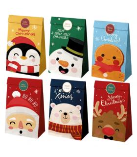 Dohe Navidad Pack de 12 Bolsas de Papel 22x12x8cm - 2 Bolsas por Modelo - Alta Resistencia