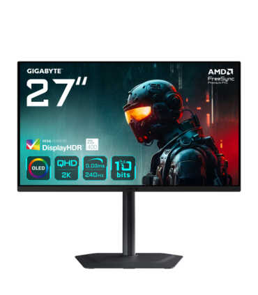 GIGABYTE MO27Q2 27" Monitor Gaming OLED QHD - 2560 x 1440, 240Hz, 0.03ms, 250 cd/m², Display HDR True Black 400, HDMI 2.1, Displ