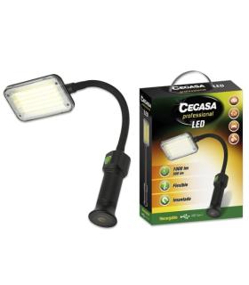 Cegasa Profesional Linterna Flexible LED hasta 1000lm - Autonomia hasta 4h - Bateria Recargable 2000mAh USB-C - Color Negro