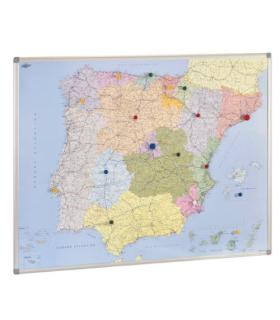 MAPA DE ESPAÑA Y PORTUGAL MAGNETICO 103X129 CM. MARCO ALUMINIO FAIBO 153T