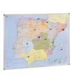 MAPA DE ESPAÑA Y PORTUGAL MAGNETICO 103X129 CM. MARCO ALUMINIO FAIBO 153T
