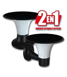 Elbat Serie Pro Farol LED Solar - 15W - 6000K/3000K - 2200 Lumenes - Sensor - Montaje en Pared o Sobre Pilar - Color Negro