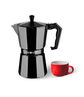 Muvip MV0603 Cafetera de Aluminio - Capacidad 1 Taza - Mango Ergonomico - Antiadherente - Apta para Placas Electricas, Vitrocera