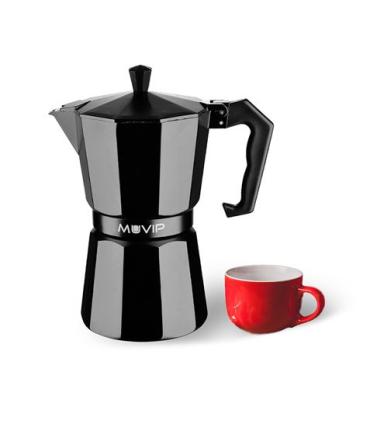 Muvip MV0603 Cafetera de Aluminio - Capacidad 1 Taza - Mango Ergonomico - Antiadherente - Apta para Placas Electricas, Vitrocera