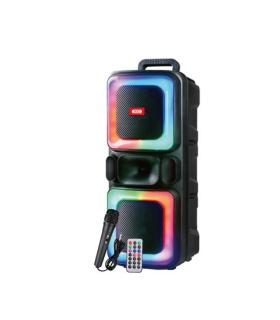 XO F55 Altavoz Karaoke - Bluetooth 5.0 - 20W - Funcion TWS - Iluminacion RGB - Microfono con Cable Incluido - Bluetooth, FM, USB