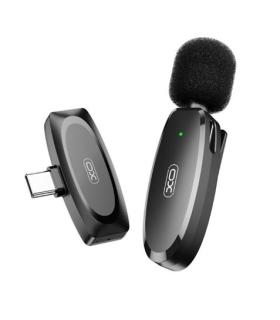 XO MKF08A Microfono Inalambrico de Solapa - Conector Tipo C - Autonomia hasta 6 Horas - Alcance 10 Metros - Color Negro