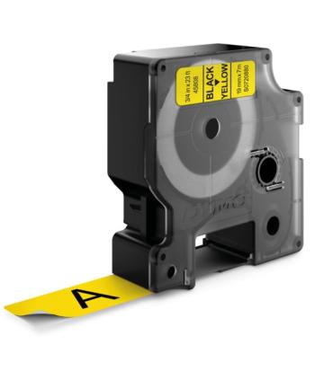 Dymo D1 45808 Cinta de Etiquetas Original para Rotuladora - Texto Negro sobre Fondo Amarillo - Ancho 19mm x Largo 7m
