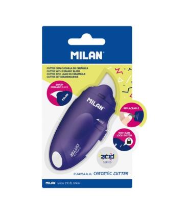 Milan Serie Acid Capsule Cutter de Hoja Ceramica Reemplazable - Tamaño Bolsillo - Diseño Ergonomico - Sistema de Bloqueo - Color