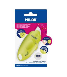 Milan Serie Acid Capsule Cutter de Hoja Ceramica Reemplazable - Tamaño Bolsillo - Diseño Ergonomico - Sistema de Bloqueo - Color