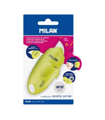 Milan Serie Acid Capsule Cutter de Hoja Ceramica Reemplazable - Tamaño Bolsillo - Diseño Ergonomico - Sistema de Bloqueo - Color