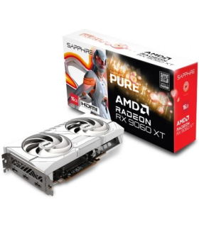 VGA SAPPHIRE PURE RX 9060 XT GAMING OC,AMD,RX9060XT,16GB,GDDR6,128BIT,2HDMI+2DP,ARGB,COLOR BLANCO (3 VENTILADORES