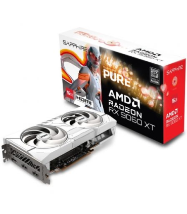 VGA SAPPHIRE PURE RX 9060 XT GAMING OC,AMD,RX9060XT,16GB,GDDR6,128BIT,2HDMI+2DP,ARGB,COLOR BLANCO (3 VENTILADORES