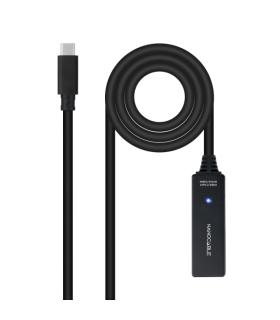 Nanocable Cable Prolongador USB-C 3.2 Macho a USB-C 3.2 Hembra - 5 Metros - Amplificador - Color Negro