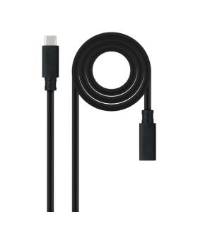 Nanocable Cable Prolongador USB-C 3.2 Macho a USB-C 3.2 Hembra - Gen2x2 20Gbp - 100W 5A - 4K 60Hz - 1 Metro - Color Negro