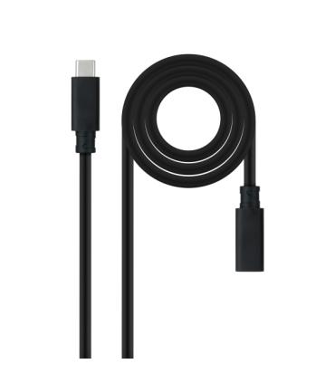 Nanocable Cable Prolongador USB-C 3.2 Macho a USB-C 3.2 Hembra - Gen2x2 20Gbp - 100W 5A - 4K 60Hz - 2 Metros - Color Negro