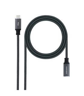 Nanocable Cable Prolongador USB-C 3.2 Macho a USB-C 3.2 Hembra - Gen2x2 20Gbp - 100W 5A - 4K 60Hz - 2 Metros - Mallado - Color..